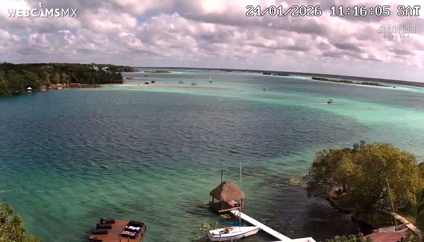 Laguna de Bacalar Lagoon Lake from Amaniah Live Cam - Bacalar,  Quintana Roo, Mexico 