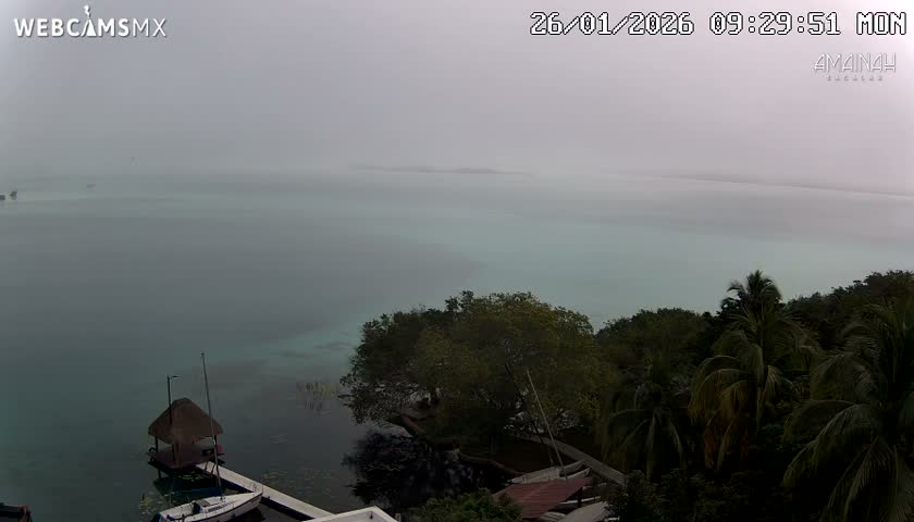 Laguna de Bacalar Lagoon Lake from Amaniah Live Cam - Bacalar,  Quintana Roo, Mexico 