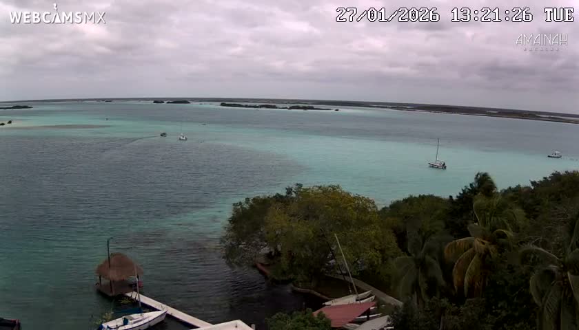 Laguna de Bacalar Lagoon Lake from Amaniah Live Cam - Bacalar,  Quintana Roo, Mexico 
