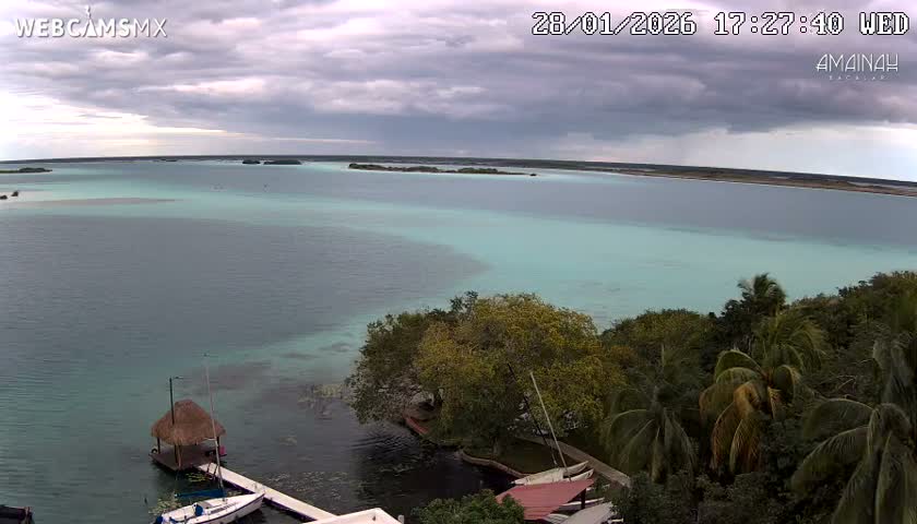 Laguna de Bacalar Lagoon Lake from Amaniah Live Cam - Bacalar,  Quintana Roo, Mexico 