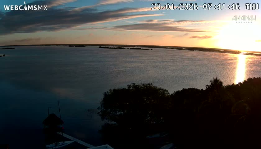 Laguna de Bacalar Lagoon Lake from Amaniah Live Cam - Bacalar,  Quintana Roo, Mexico 