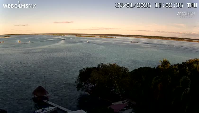 Laguna de Bacalar Lagoon Lake from Amaniah Live Cam - Bacalar,  Quintana Roo, Mexico 