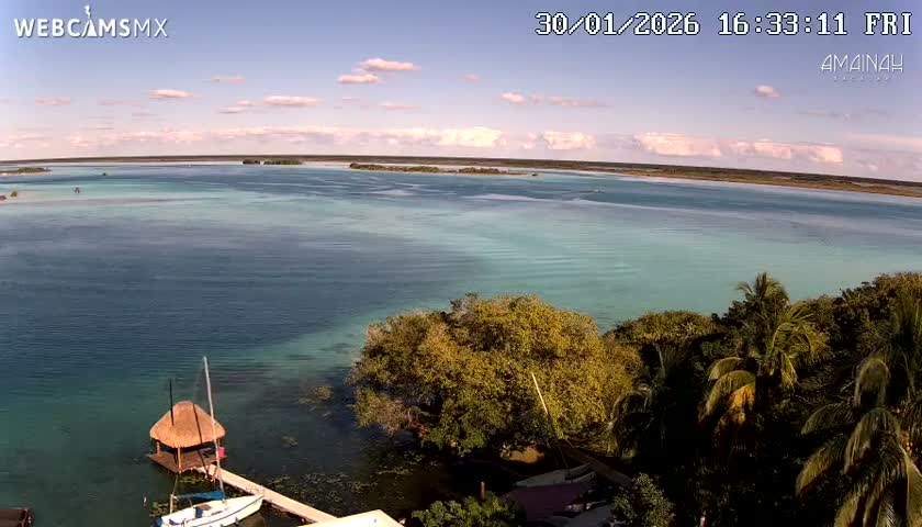 Laguna de Bacalar Lagoon Lake from Amaniah Live Cam - Bacalar,  Quintana Roo, Mexico 