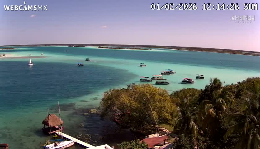 Laguna de Bacalar Lagoon Lake from Amaniah Live Cam - Bacalar,  Quintana Roo, Mexico 