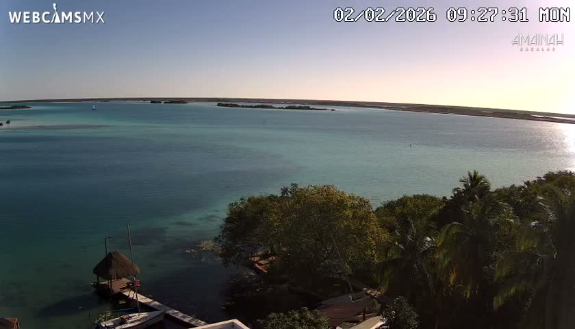 Laguna de Bacalar Lagoon Lake from Amaniah Live Cam - Bacalar,  Quintana Roo, Mexico 