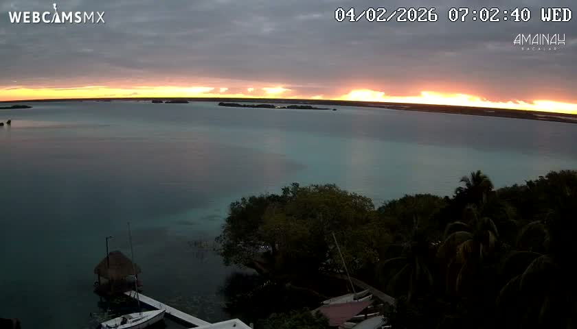 Laguna de Bacalar Lagoon Lake from Amaniah Live Cam - Bacalar,  Quintana Roo, Mexico 