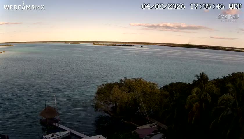 Laguna de Bacalar Lagoon Lake from Amaniah Live Cam - Bacalar,  Quintana Roo, Mexico 