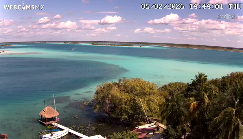 Laguna de Bacalar Lagoon Lake from Amaniah Live Cam - Bacalar,  Quintana Roo, Mexico 