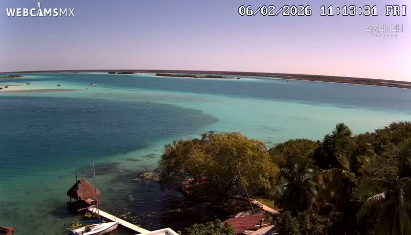 Laguna de Bacalar Lagoon Lake from Amaniah Live Cam - Bacalar,  Quintana Roo, Mexico 