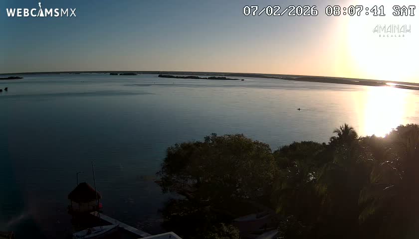 Laguna de Bacalar Lagoon Lake from Amaniah Live Cam - Bacalar,  Quintana Roo, Mexico 