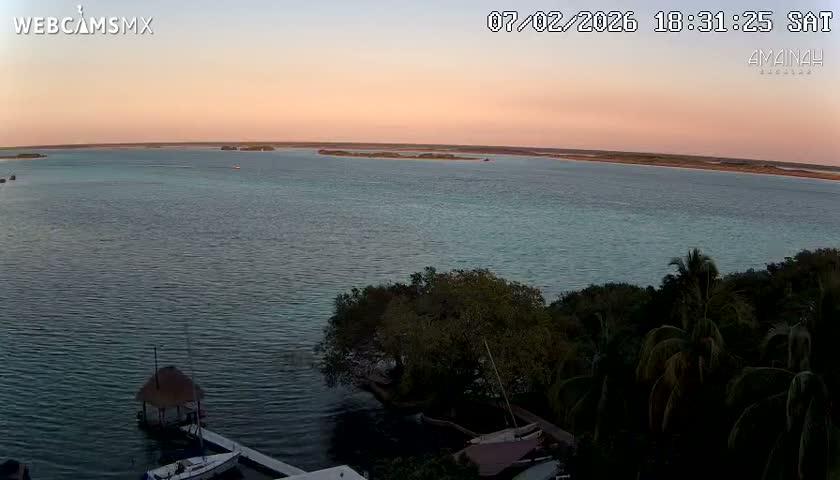 Laguna de Bacalar Lagoon Lake from Amaniah Live Cam - Bacalar,  Quintana Roo, Mexico 