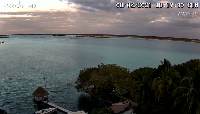 Laguna de Bacalar Lagoon Lake from Amaniah Live Cam - Bacalar,  Quintana Roo, Mexico 
