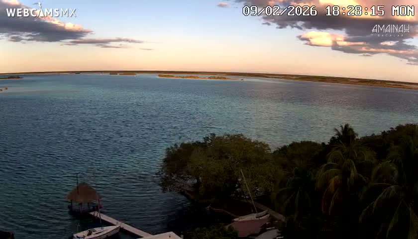 Laguna de Bacalar Lagoon Lake from Amaniah Live Cam - Bacalar,  Quintana Roo, Mexico 