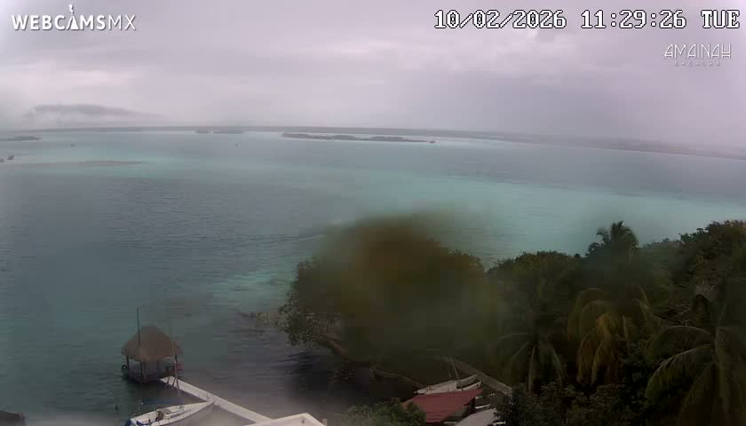 Laguna de Bacalar Lagoon Lake from Amaniah Live Cam - Bacalar,  Quintana Roo, Mexico 