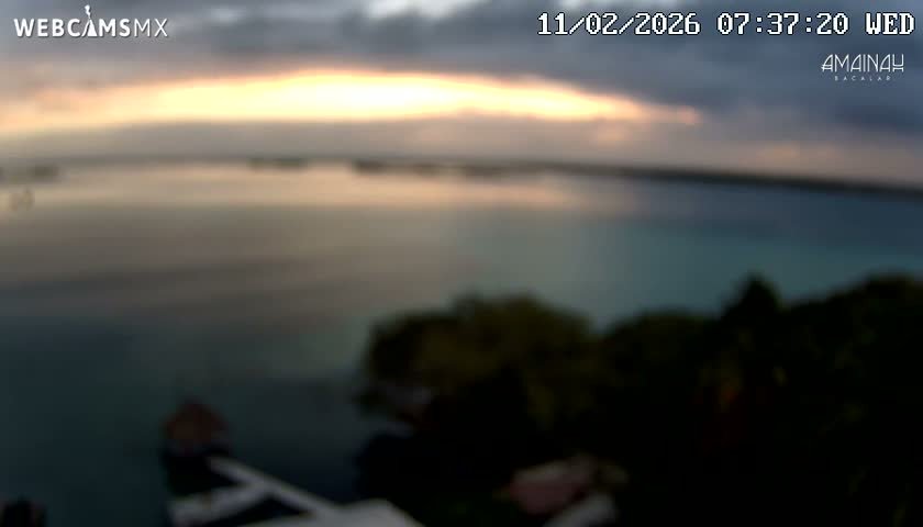 Laguna de Bacalar Lagoon Lake from Amaniah Live Cam - Bacalar,  Quintana Roo, Mexico 
