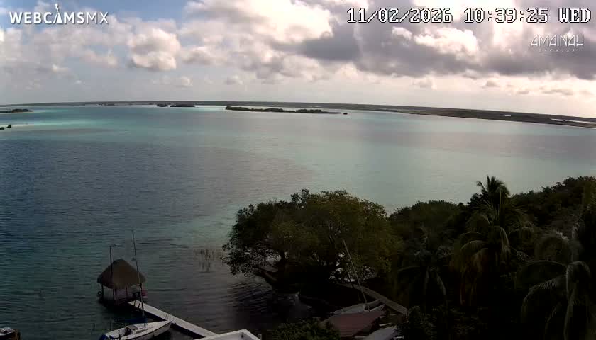 Laguna de Bacalar Lagoon Lake from Amaniah Live Cam - Bacalar,  Quintana Roo, Mexico 