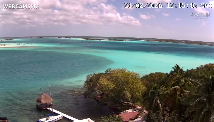 Laguna de Bacalar Lagoon Lake from Amaniah Live Cam - Bacalar,  Quintana Roo, Mexico 