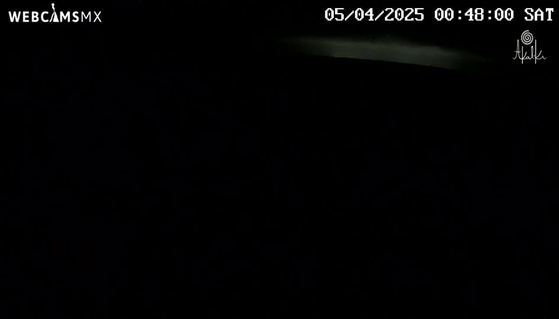 The image shows a completely dark scene at night.