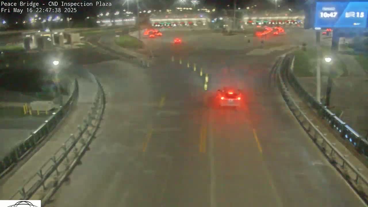 Fort Erie, Peace Bridge Canadian Inspection Plaza & Border Crossing Tool Booths Live Cam - Fort Erie, Niagara, Ontario, Canada