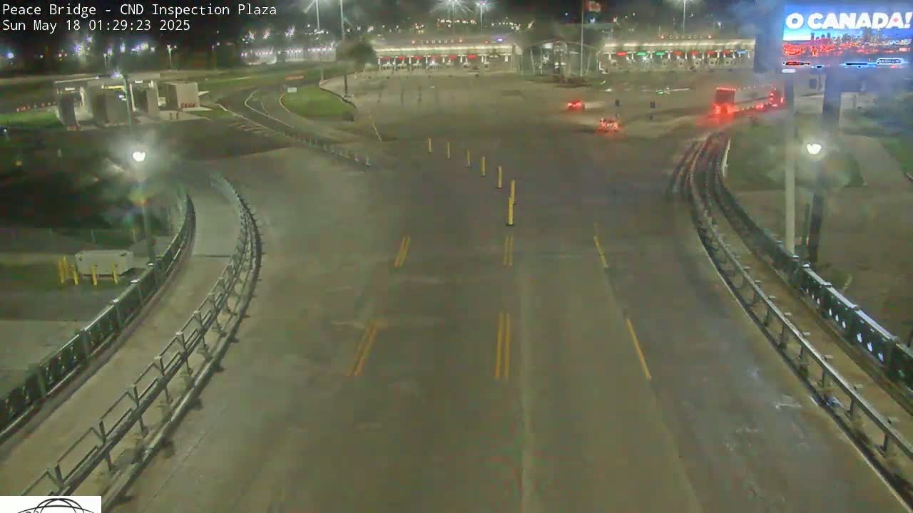 Fort Erie, Peace Bridge Canadian Inspection Plaza & Border Crossing Tool Booths Live Cam - Fort Erie, Niagara, Ontario, Canada