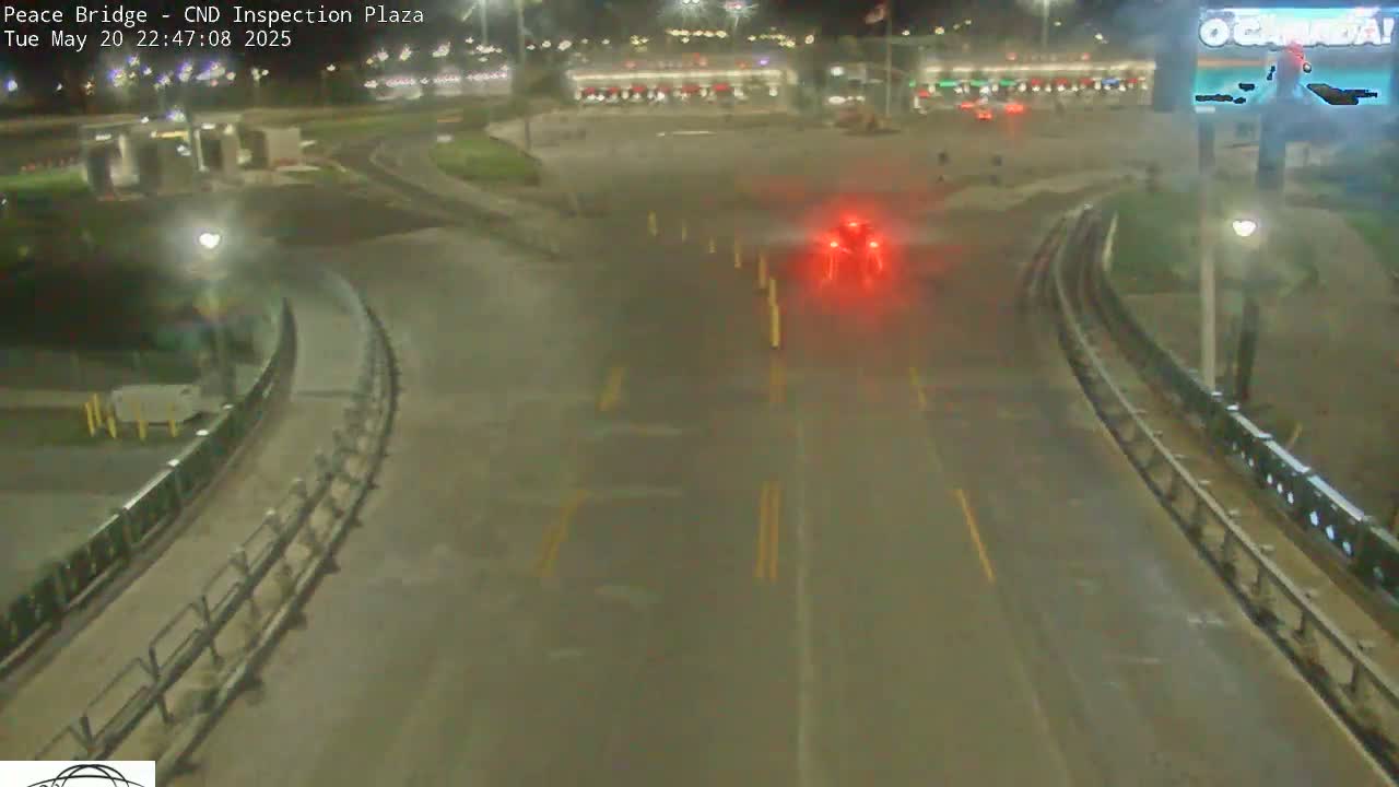 Fort Erie, Peace Bridge Canadian Inspection Plaza & Border Crossing Tool Booths Live Cam - Fort Erie, Niagara, Ontario, Canada