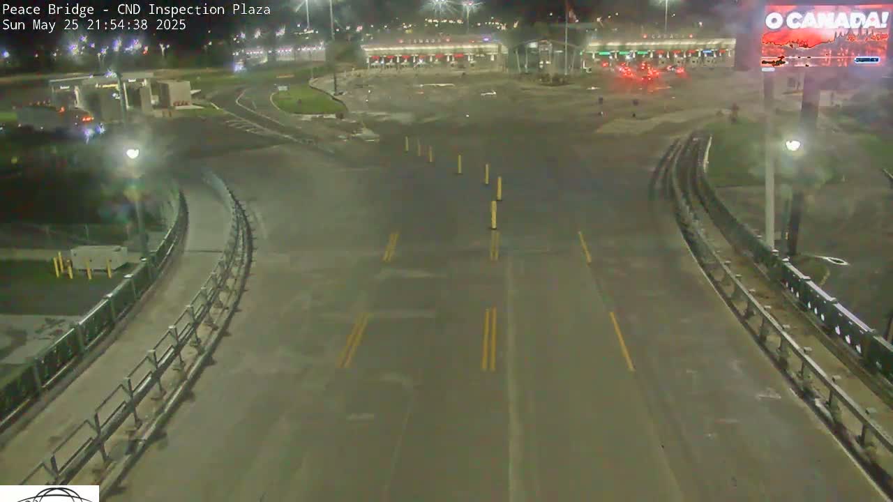 Fort Erie, Peace Bridge Canadian Inspection Plaza & Border Crossing Tool Booths Live Cam - Fort Erie, Niagara, Ontario, Canada