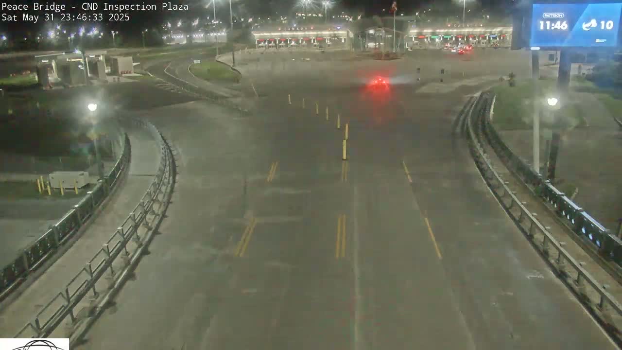 Fort Erie, Peace Bridge Canadian Inspection Plaza & Border Crossing Tool Booths Live Cam - Fort Erie, Niagara, Ontario, Canada