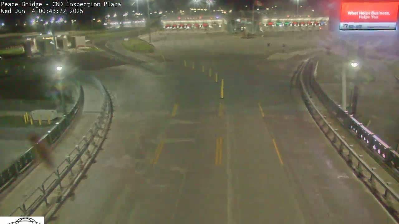 Fort Erie, Peace Bridge Canadian Inspection Plaza & Border Crossing Tool Booths Live Cam - Fort Erie, Niagara, Ontario, Canada