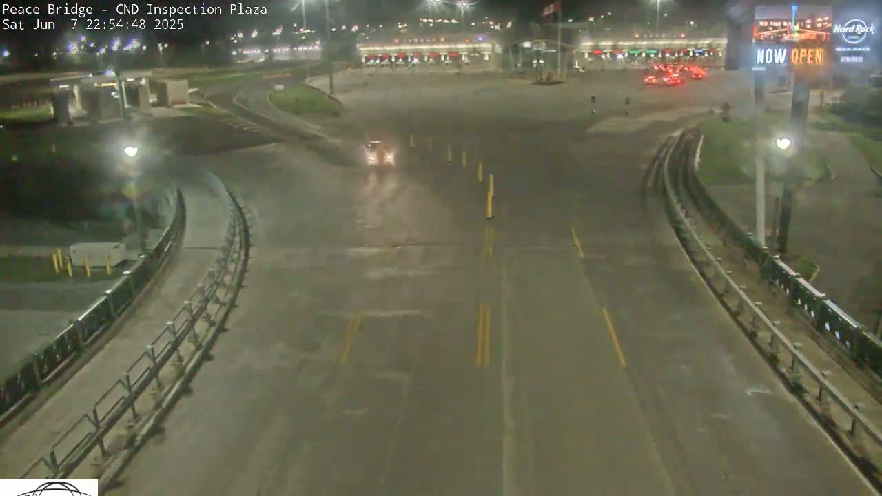 Fort Erie, Peace Bridge Canadian Inspection Plaza & Border Crossing Tool Booths Live Cam - Fort Erie, Niagara, Ontario, Canada