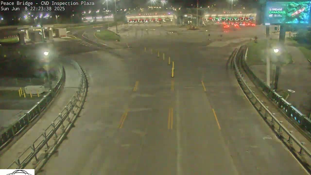 Fort Erie, Peace Bridge Canadian Inspection Plaza & Border Crossing Tool Booths Live Cam - Fort Erie, Niagara, Ontario, Canada