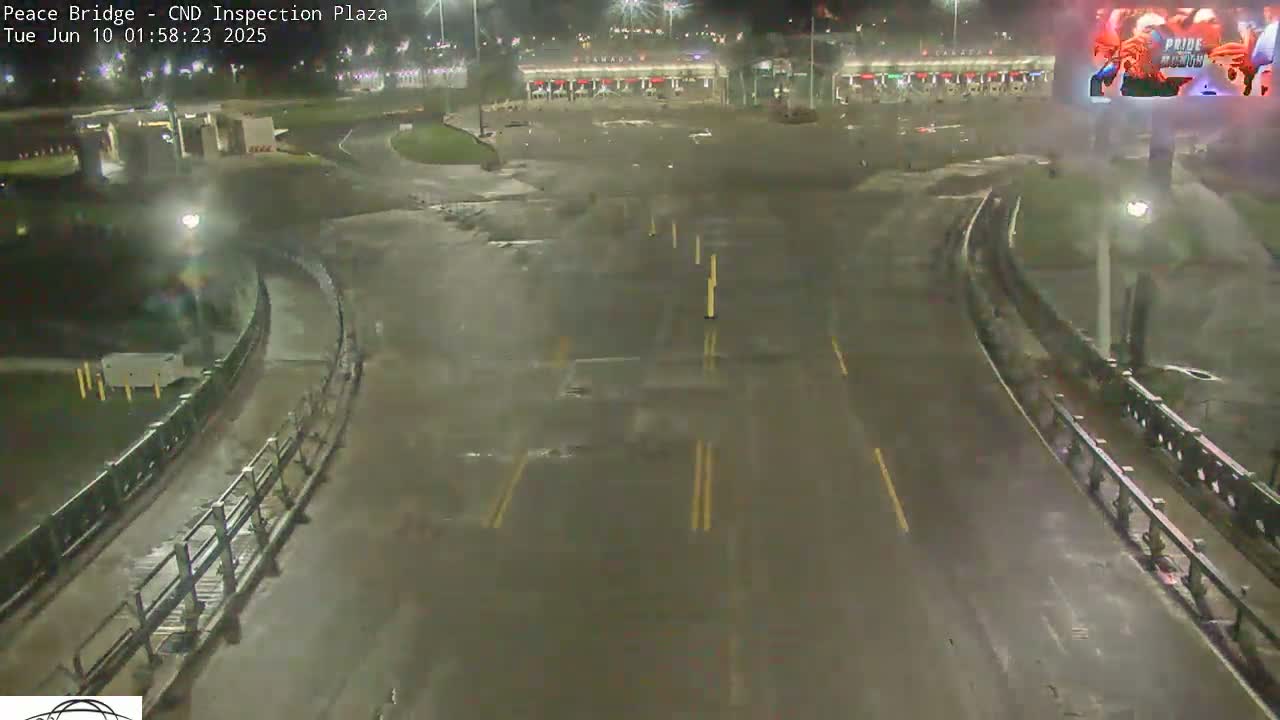Fort Erie, Peace Bridge Canadian Inspection Plaza & Border Crossing Tool Booths Live Cam - Fort Erie, Niagara, Ontario, Canada