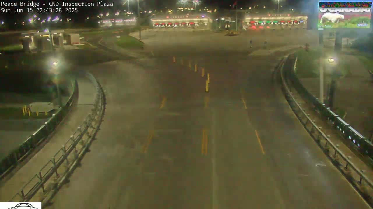 Fort Erie, Peace Bridge Canadian Inspection Plaza & Border Crossing Tool Booths Live Cam - Fort Erie, Niagara, Ontario, Canada
