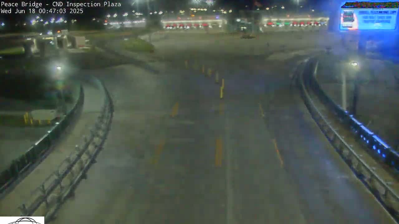 Fort Erie, Peace Bridge Canadian Inspection Plaza & Border Crossing Tool Booths Live Cam - Fort Erie, Niagara, Ontario, Canada
