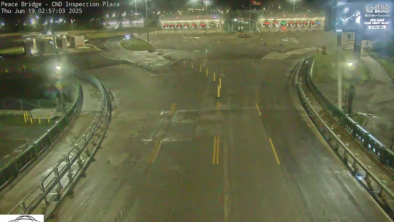 Fort Erie, Peace Bridge Canadian Inspection Plaza & Border Crossing Tool Booths Live Cam - Fort Erie, Niagara, Ontario, Canada