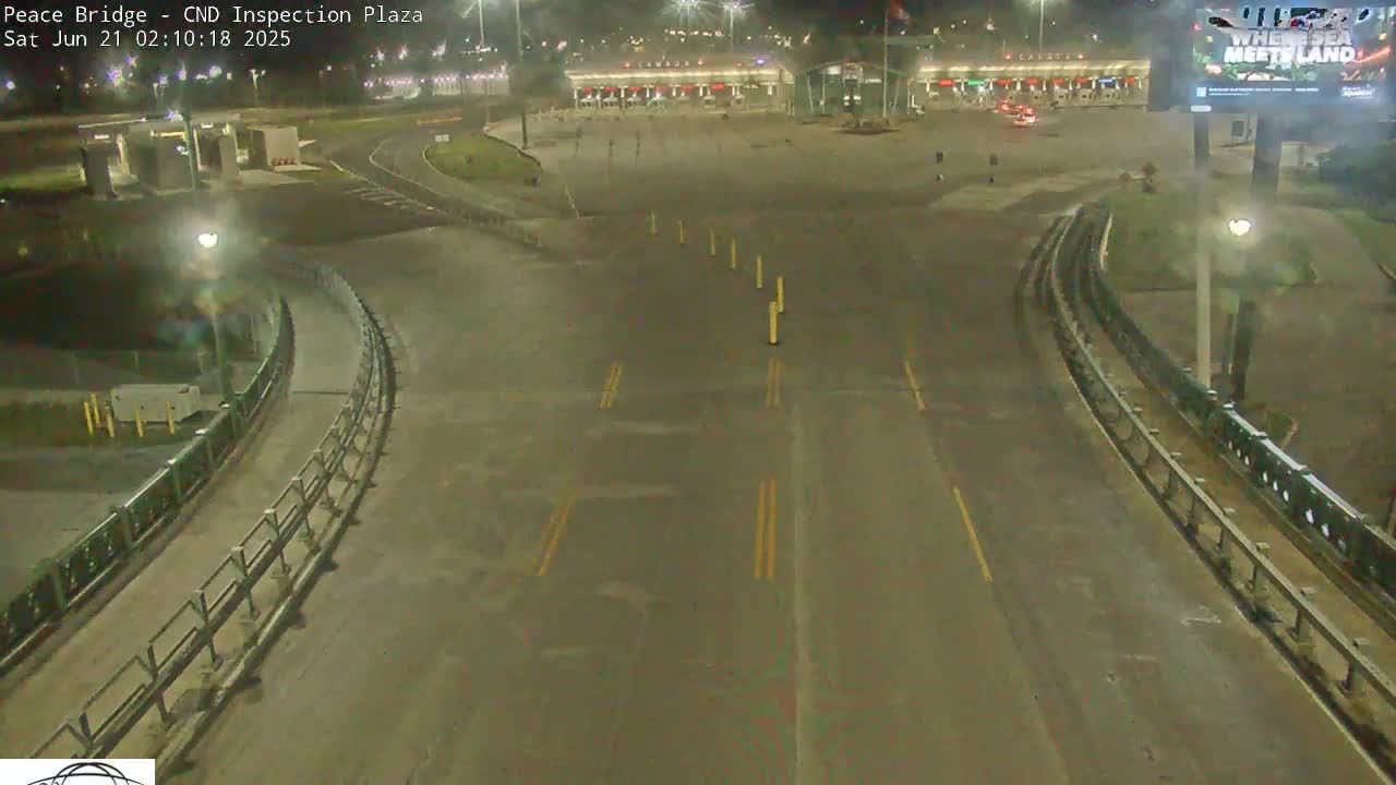 Fort Erie, Peace Bridge Canadian Inspection Plaza & Border Crossing Tool Booths Live Cam - Fort Erie, Niagara, Ontario, Canada