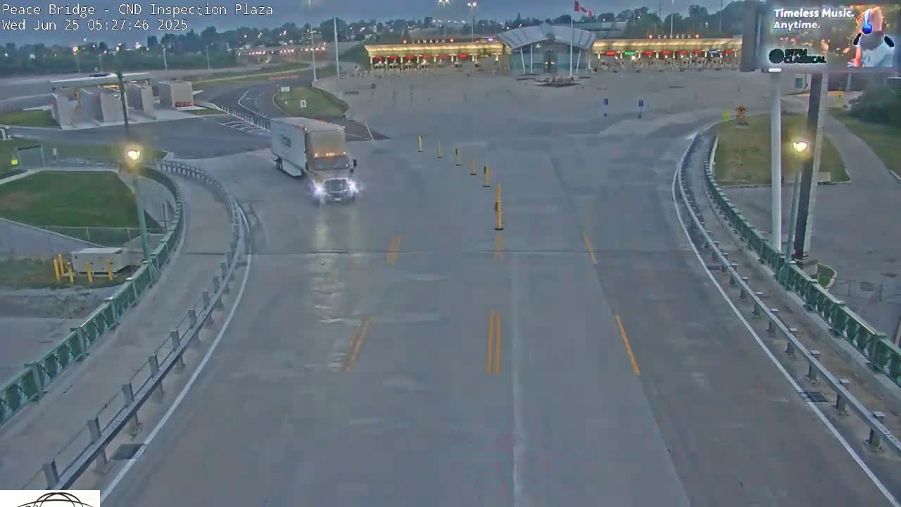 Fort Erie, Peace Bridge Canadian Inspection Plaza & Border Crossing Tool Booths Live Cam - Fort Erie, Niagara, Ontario, Canada