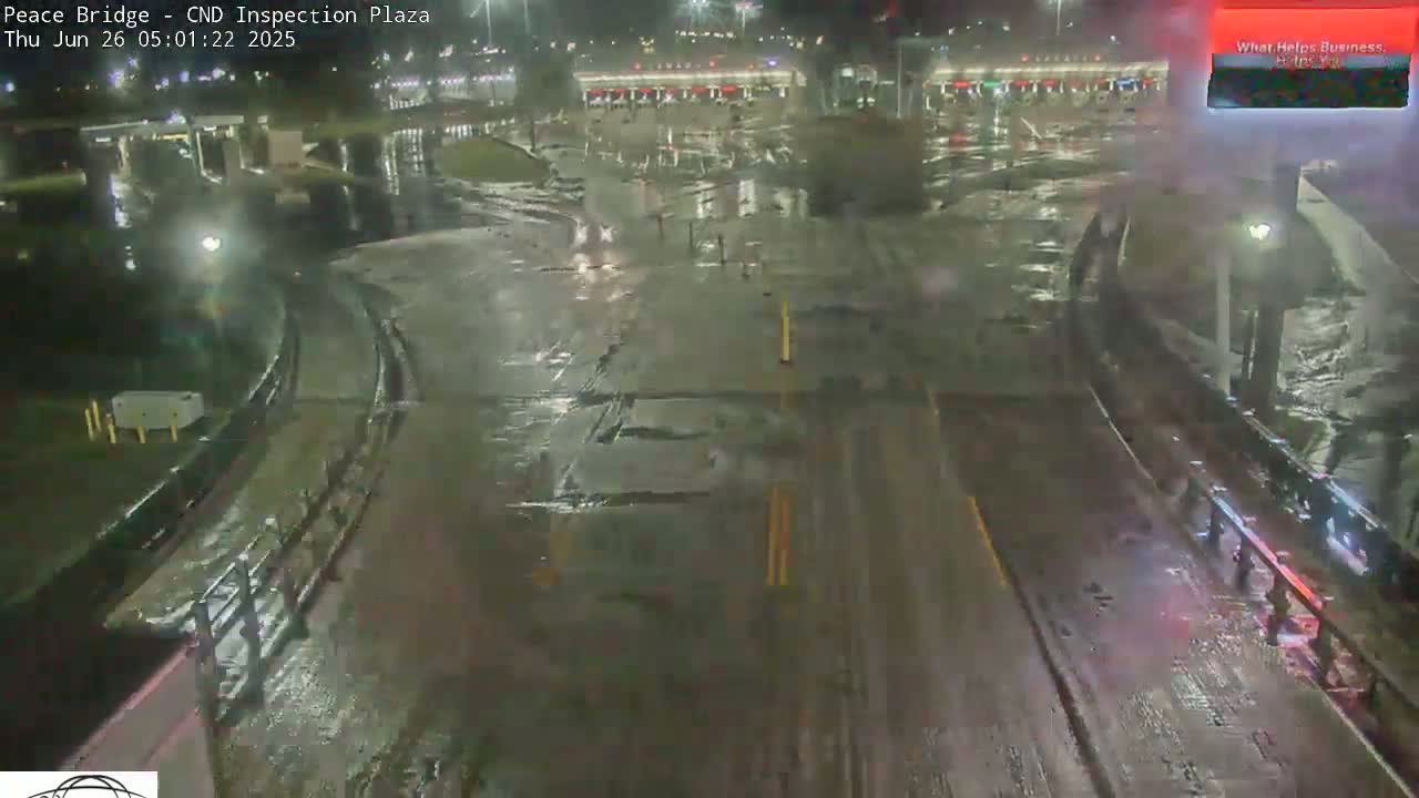Fort Erie, Peace Bridge Canadian Inspection Plaza & Border Crossing Tool Booths Live Cam - Fort Erie, Niagara, Ontario, Canada