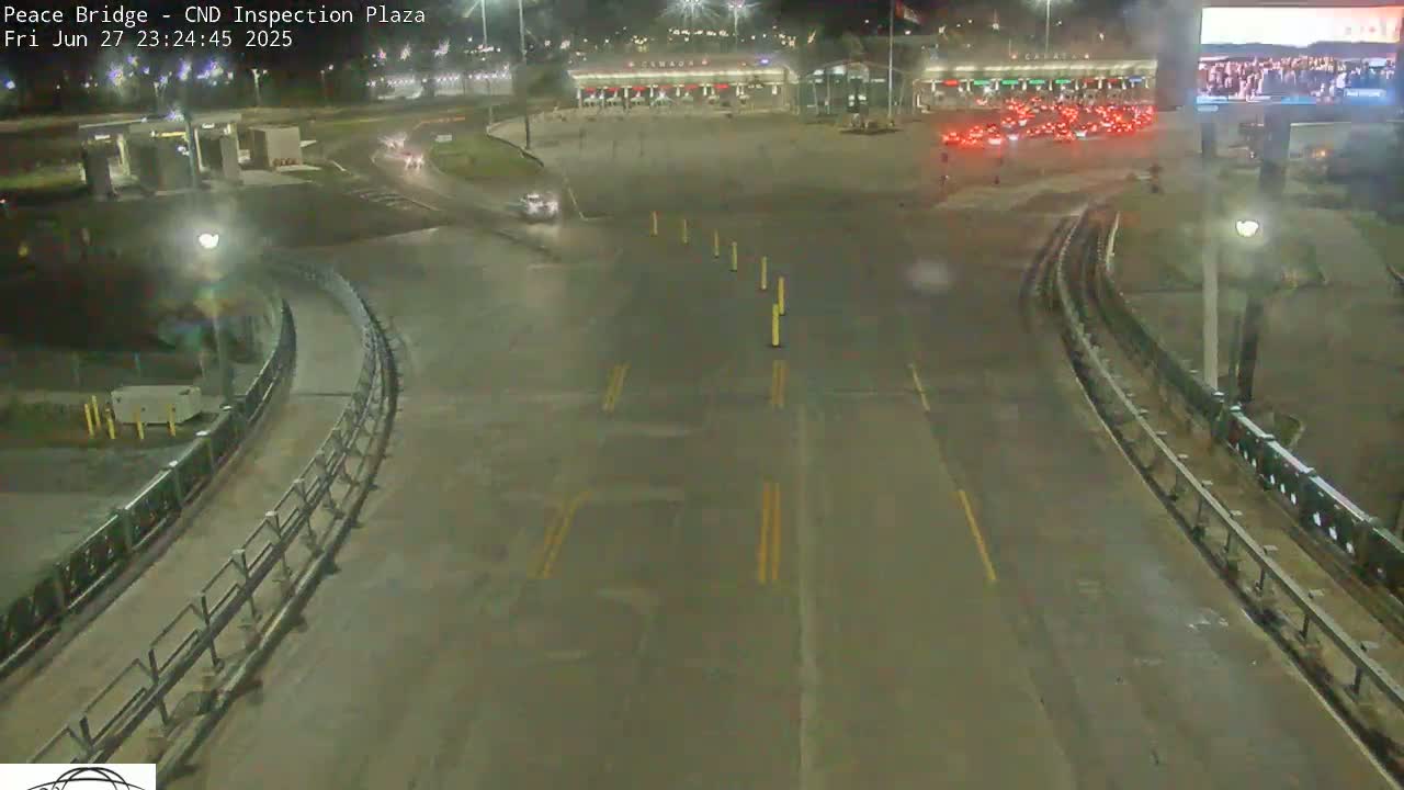 Fort Erie, Peace Bridge Canadian Inspection Plaza & Border Crossing Tool Booths Live Cam - Fort Erie, Niagara, Ontario, Canada