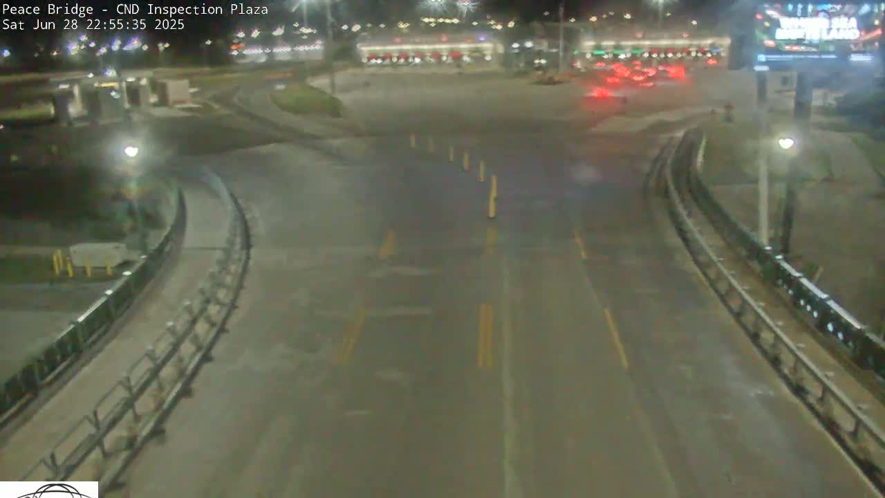 Fort Erie, Peace Bridge Canadian Inspection Plaza & Border Crossing Tool Booths Live Cam - Fort Erie, Niagara, Ontario, Canada