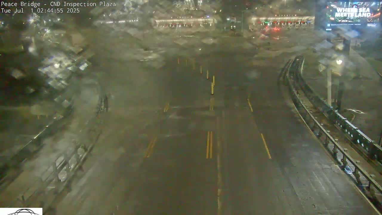 Fort Erie, Peace Bridge Canadian Inspection Plaza & Border Crossing Tool Booths Live Cam - Fort Erie, Niagara, Ontario, Canada