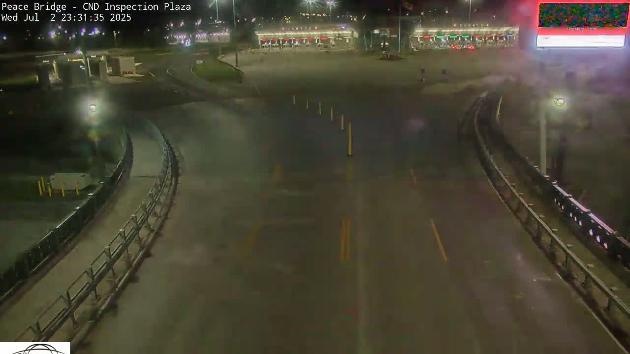 Fort Erie, Peace Bridge Canadian Inspection Plaza & Border Crossing Tool Booths Live Cam - Fort Erie, Niagara, Ontario, Canada
