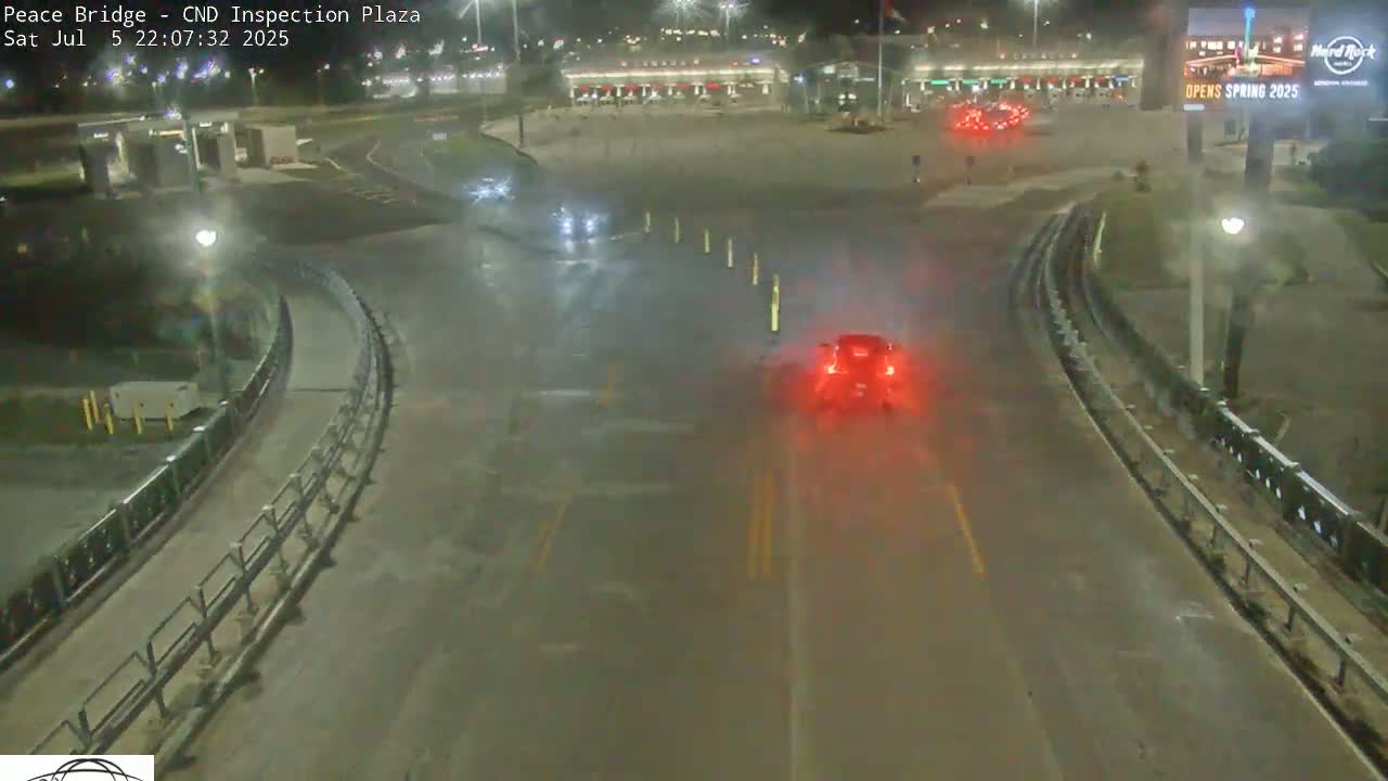 Fort Erie, Peace Bridge Canadian Inspection Plaza & Border Crossing Tool Booths Live Cam - Fort Erie, Niagara, Ontario, Canada