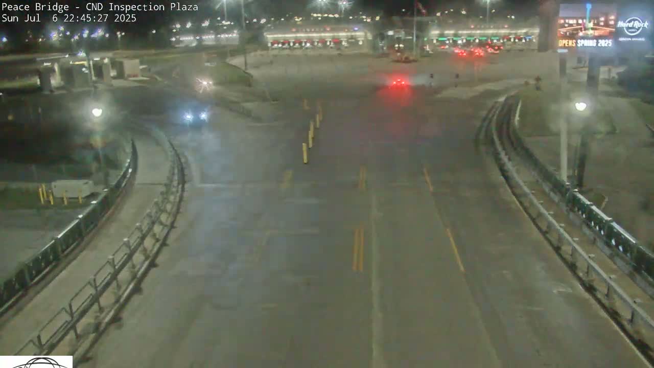 Fort Erie, Peace Bridge Canadian Inspection Plaza & Border Crossing Tool Booths Live Cam - Fort Erie, Niagara, Ontario, Canada