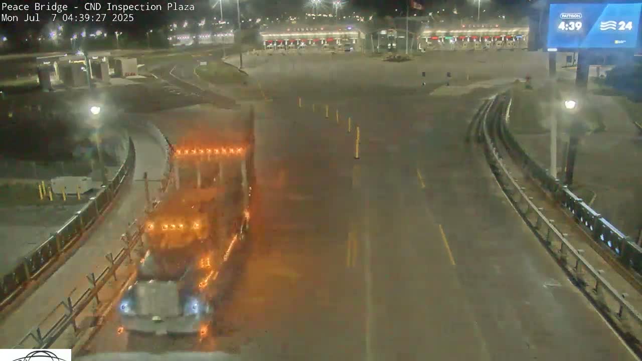 Fort Erie, Peace Bridge Canadian Inspection Plaza & Border Crossing Tool Booths Live Cam - Fort Erie, Niagara, Ontario, Canada