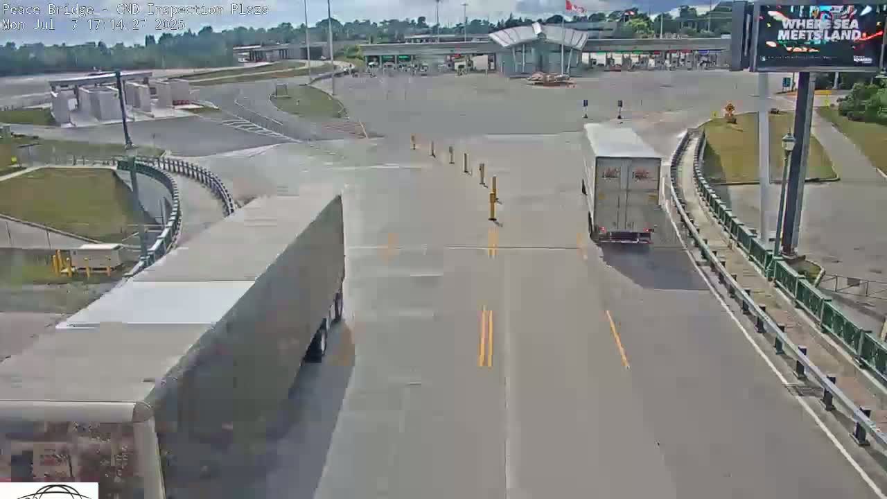 Fort Erie, Peace Bridge Canadian Inspection Plaza & Border Crossing Tool Booths Live Cam - Fort Erie, Niagara, Ontario, Canada