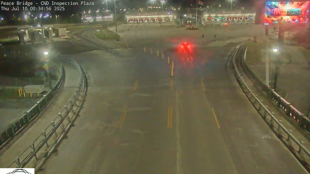 Fort Erie, Peace Bridge Canadian Inspection Plaza & Border Crossing Tool Booths Live Cam - Fort Erie, Niagara, Ontario, Canada