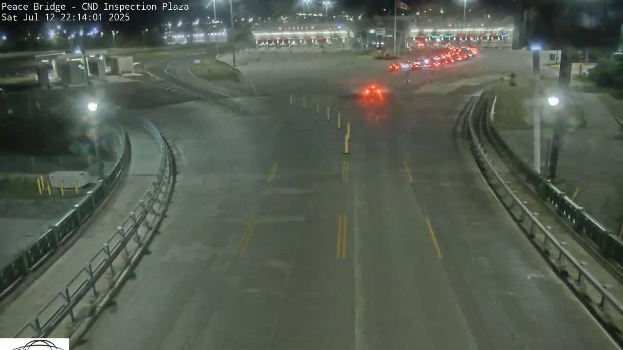 Fort Erie, Peace Bridge Canadian Inspection Plaza & Border Crossing Tool Booths Live Cam - Fort Erie, Niagara, Ontario, Canada