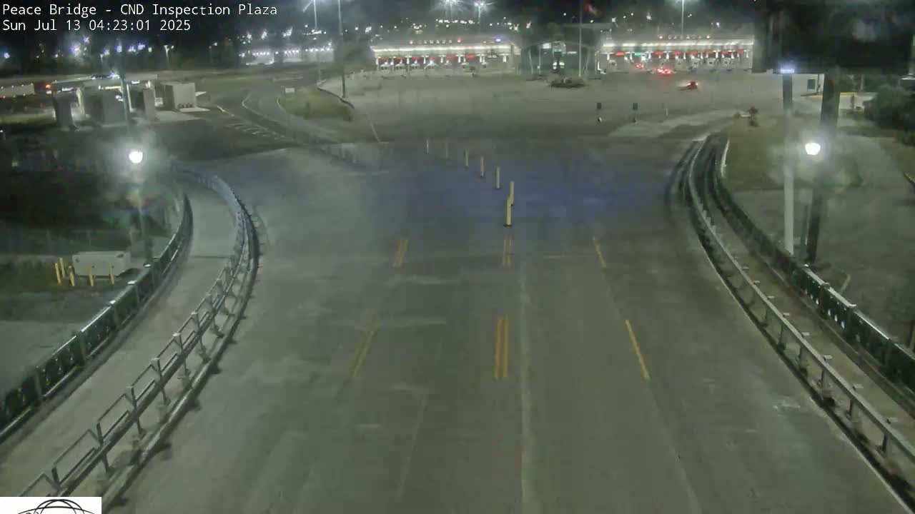 Fort Erie, Peace Bridge Canadian Inspection Plaza & Border Crossing Tool Booths Live Cam - Fort Erie, Niagara, Ontario, Canada