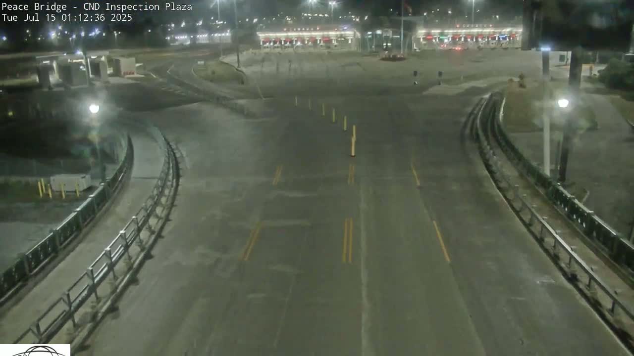 Fort Erie, Peace Bridge Canadian Inspection Plaza & Border Crossing Tool Booths Live Cam - Fort Erie, Niagara, Ontario, Canada