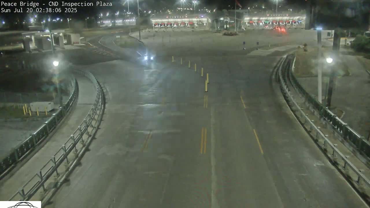 Fort Erie, Peace Bridge Canadian Inspection Plaza & Border Crossing Tool Booths Live Cam - Fort Erie, Niagara, Ontario, Canada